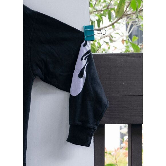 Vintage John Galt Sweatshirt‎ Flame Hoodie Pullover Black Size M - Picture 3 of 8